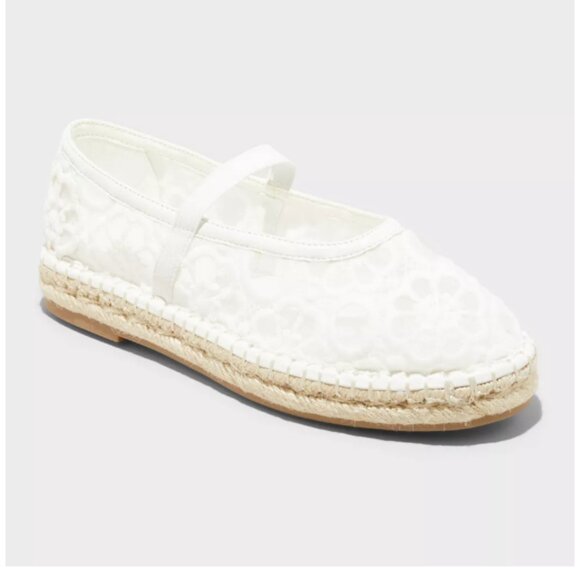 Women's Celia Floral Lace Mary Jane Espadrille Flat Shoes Memory Foam Insole NWT - Picture 3 of 5